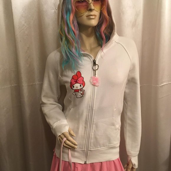 ADORABLE new vintage y2k hoodie and crop top with my melody and crystal hearts! - Picture 4 of 15